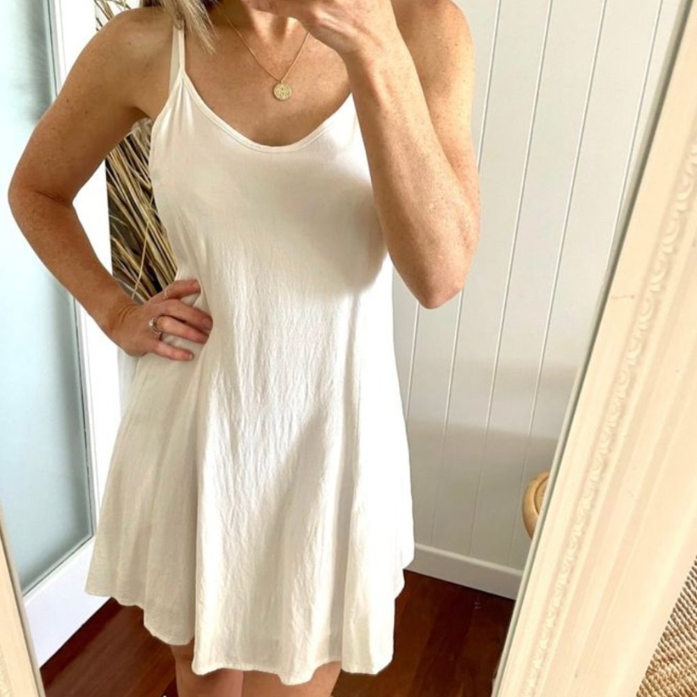 XS ROWIE THE LABEL White cross over back lined mini dress beach - Picture 4 of 8